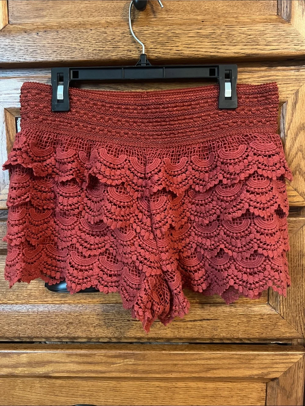 American Rag Crochet Lace High-Waist Shorts — Rust